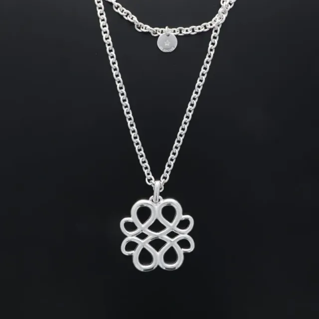 Secret de Cuir N°1580 sautoir argenté arabesque