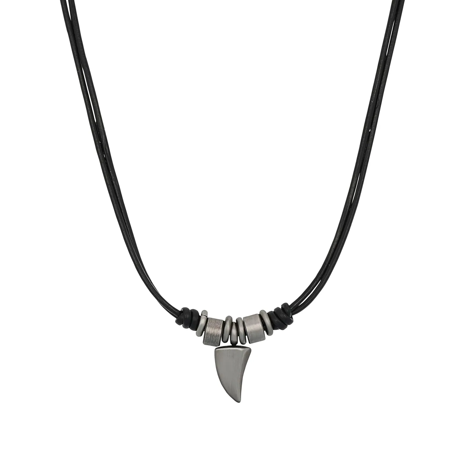 s.Oliver collier homme cuir croix argenté noir