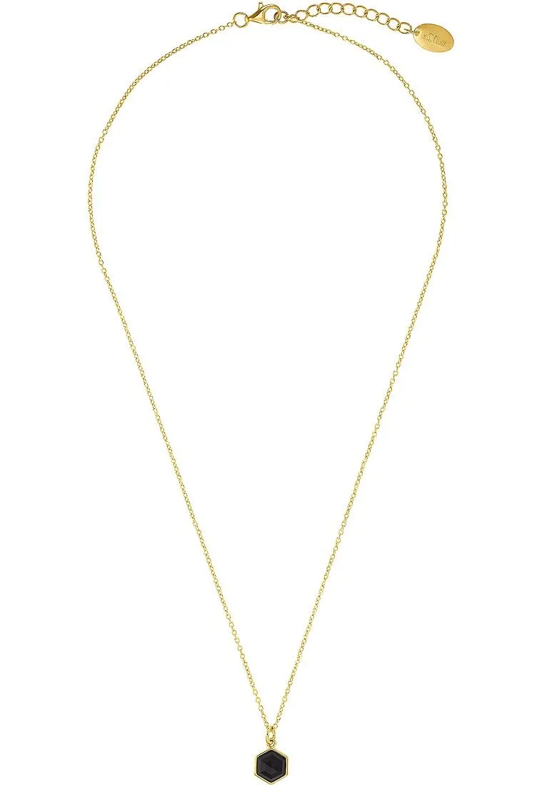 s.Oliver bague argent 925 hexagone noir zircone