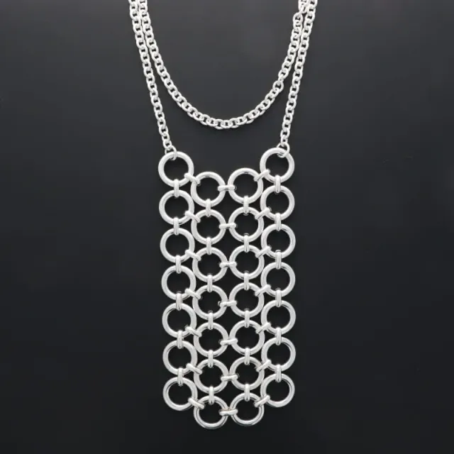 Secret de Cuir N°1643 sautoir armure plaqué argent