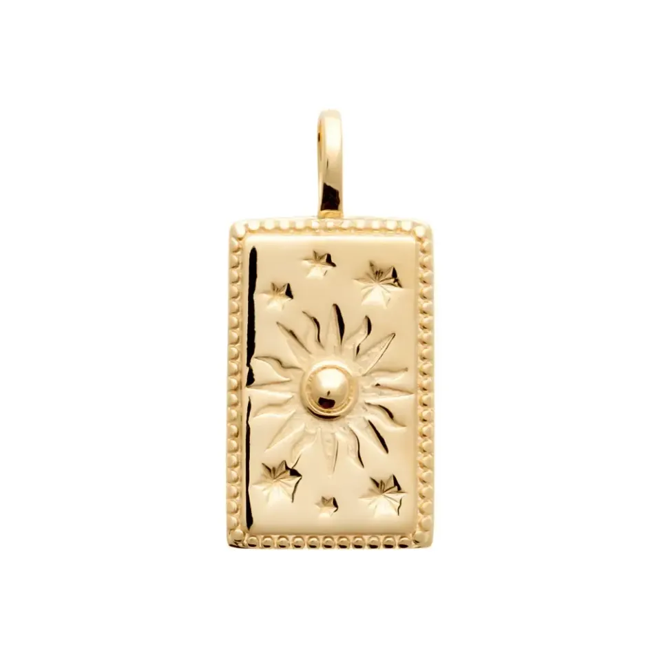 Oriana France médaillon soleil pendentif plaqué or sans nickel