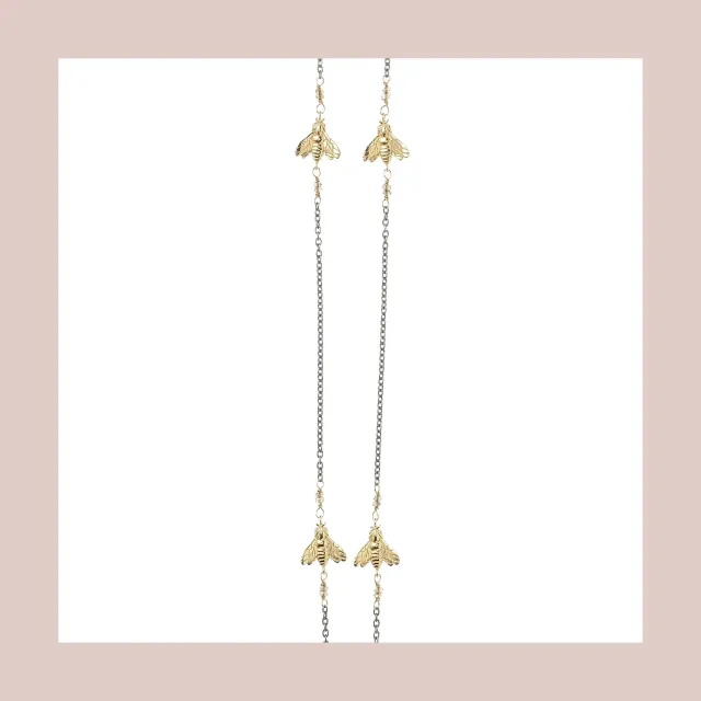 Lorella Tamberi Bee Queen Four Bee collier quartz 92 cm