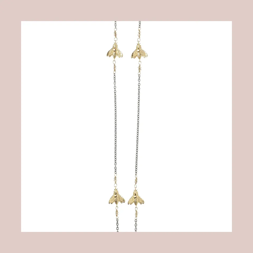 Lorella Tamberi Bee Queen Four Bee collier quartz 92 cm