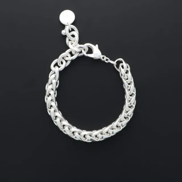 Secret de Cuir N°1532 bracelet maille palmier plaqué argent