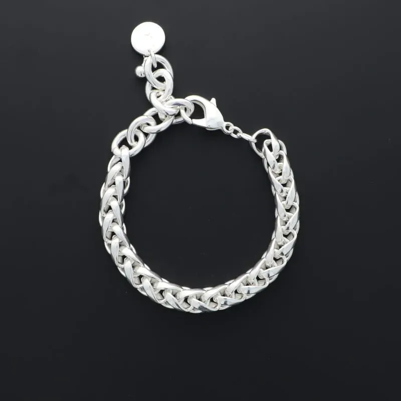 Secret de Cuir N°1532 bracelet maille palmier plaqué argent