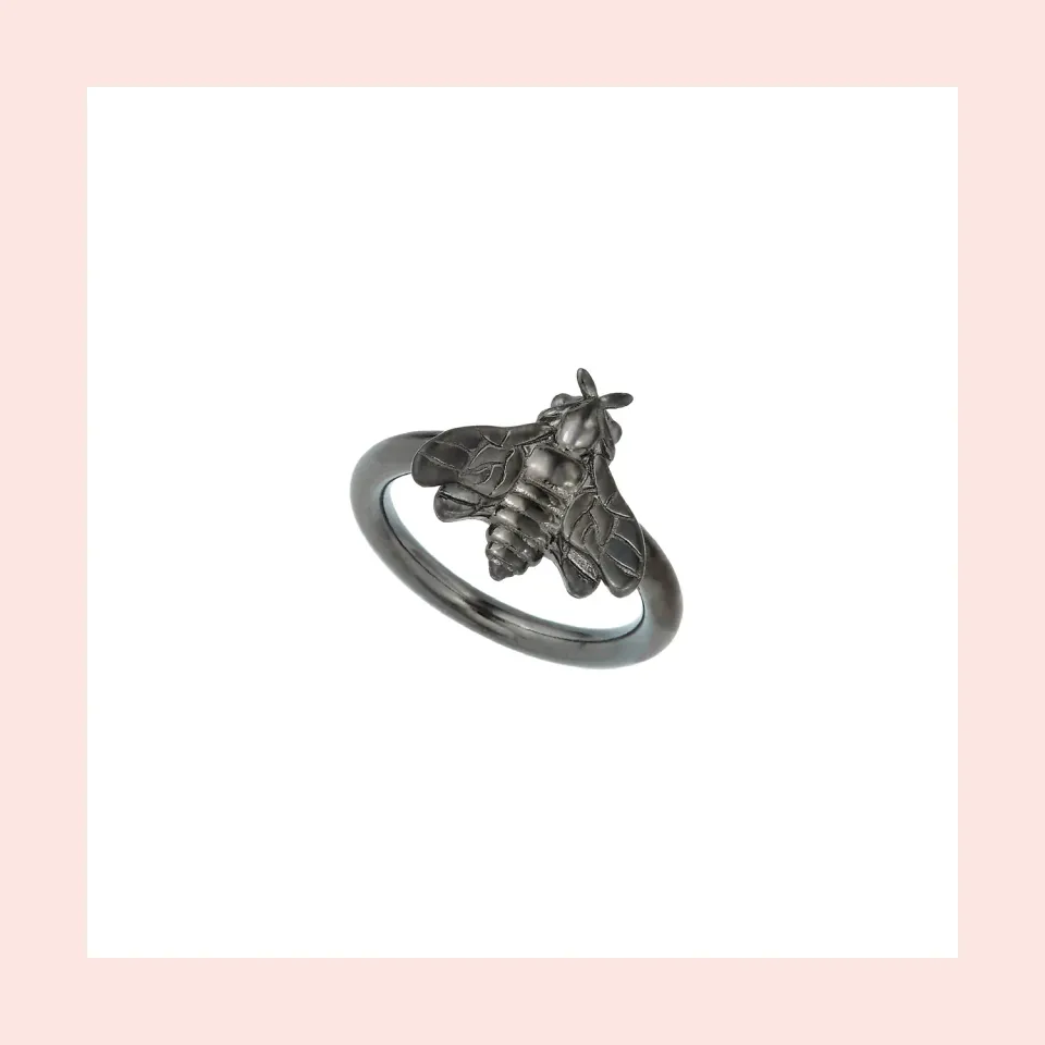 Lorella Tamberi Canal Bee Queen Single Bee Ring bague noirci