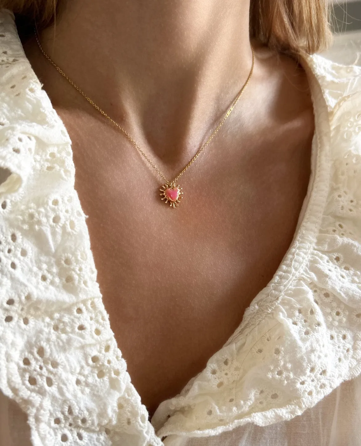 Elise Tsikis Esperenza collier coeur rose doré