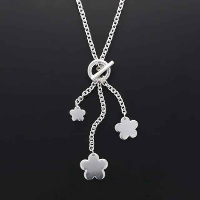 Secret de Cuir N°1427 collier 3 fleurs plaqué argent