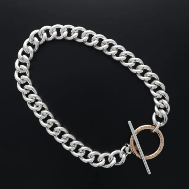 Secret de Cuir N°1741 Collier bouée gourmette bicolore