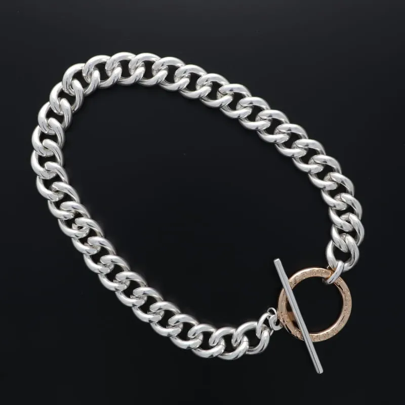 Secret de Cuir N°1741 Collier bouée gourmette bicolore
