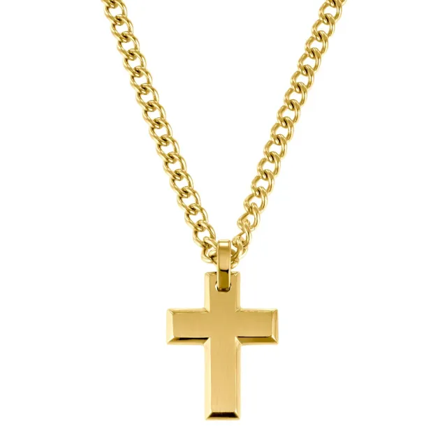 s.Oliver 2036868 collier homme acier croix doré 50 cm