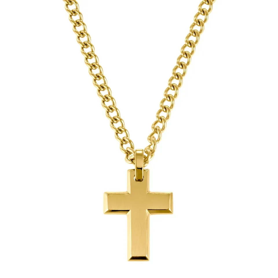 s.Oliver 2036868 collier homme acier croix doré 50 cm