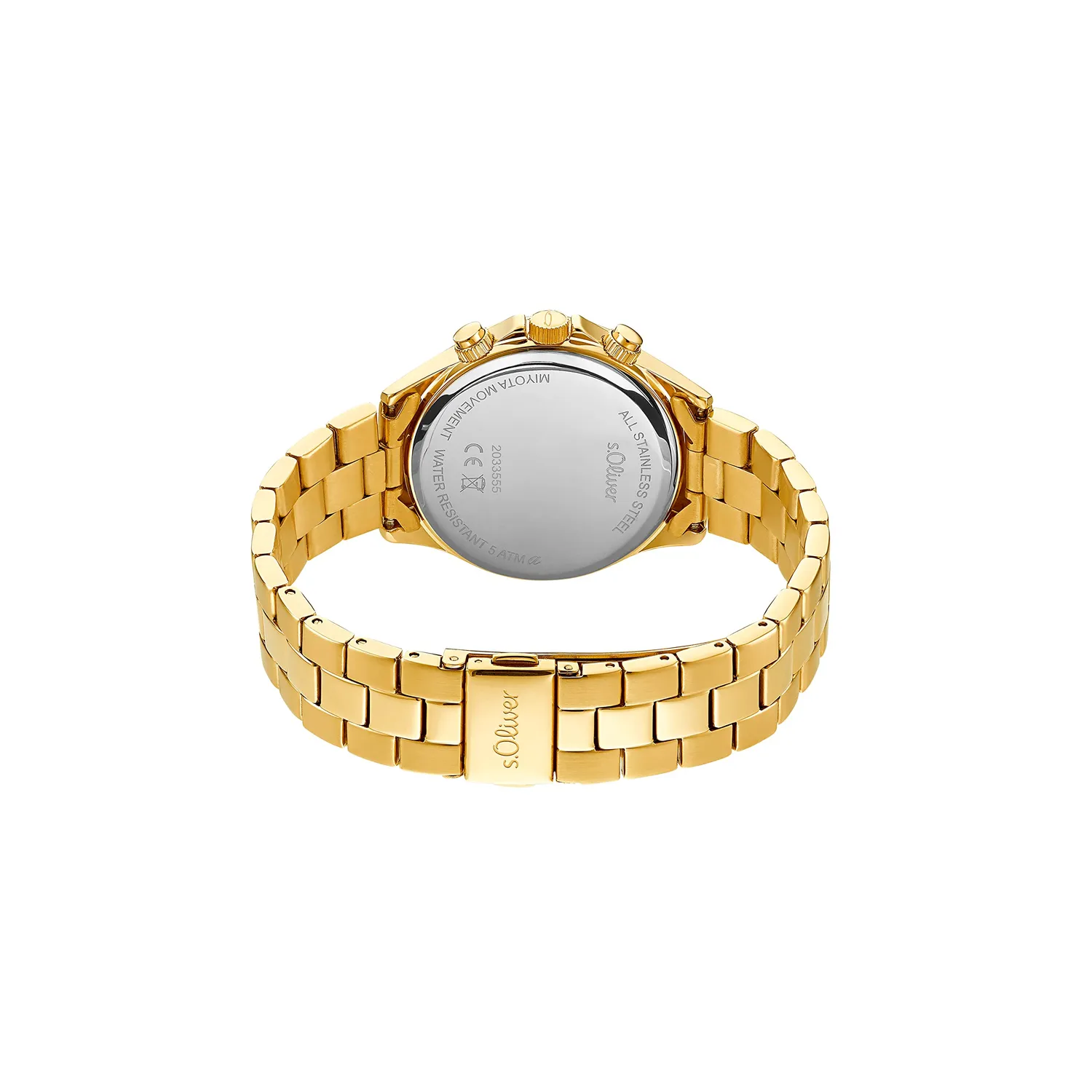 s.Oliver Montre femme acier doré cadran noir multifonction