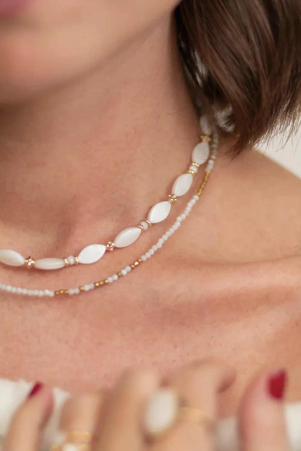 Cloralys Adélia blanc collier agate blanche 36 cm