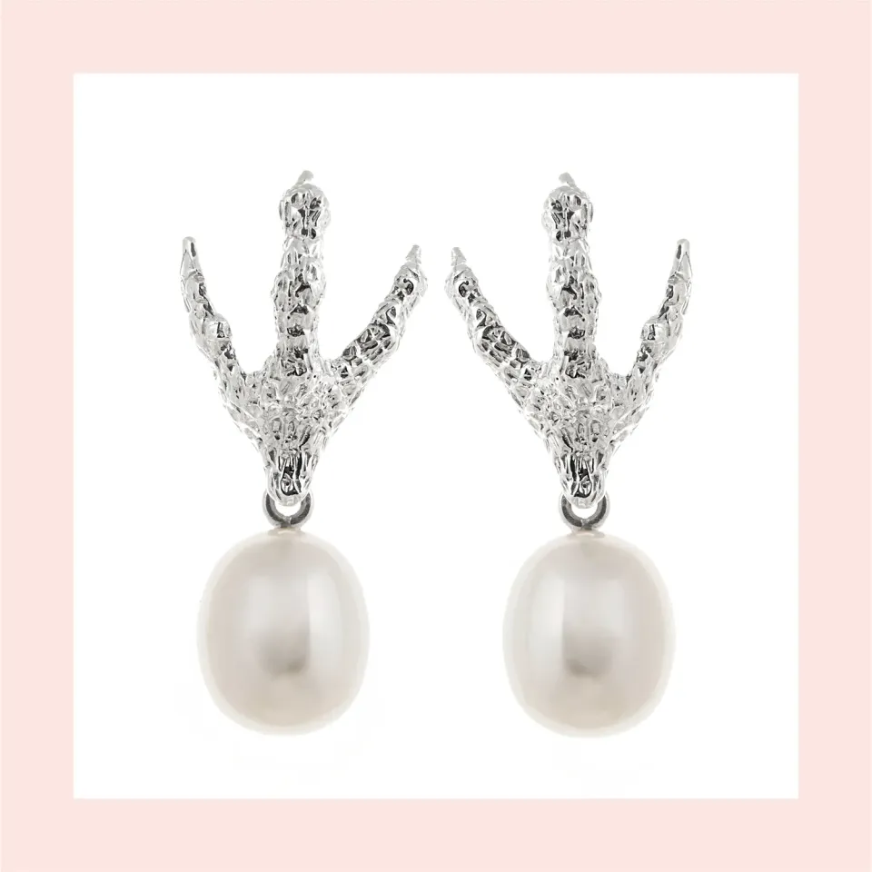 Lorella Tamberi Canal Artemis Talon boucles d’oreilles perle argenté