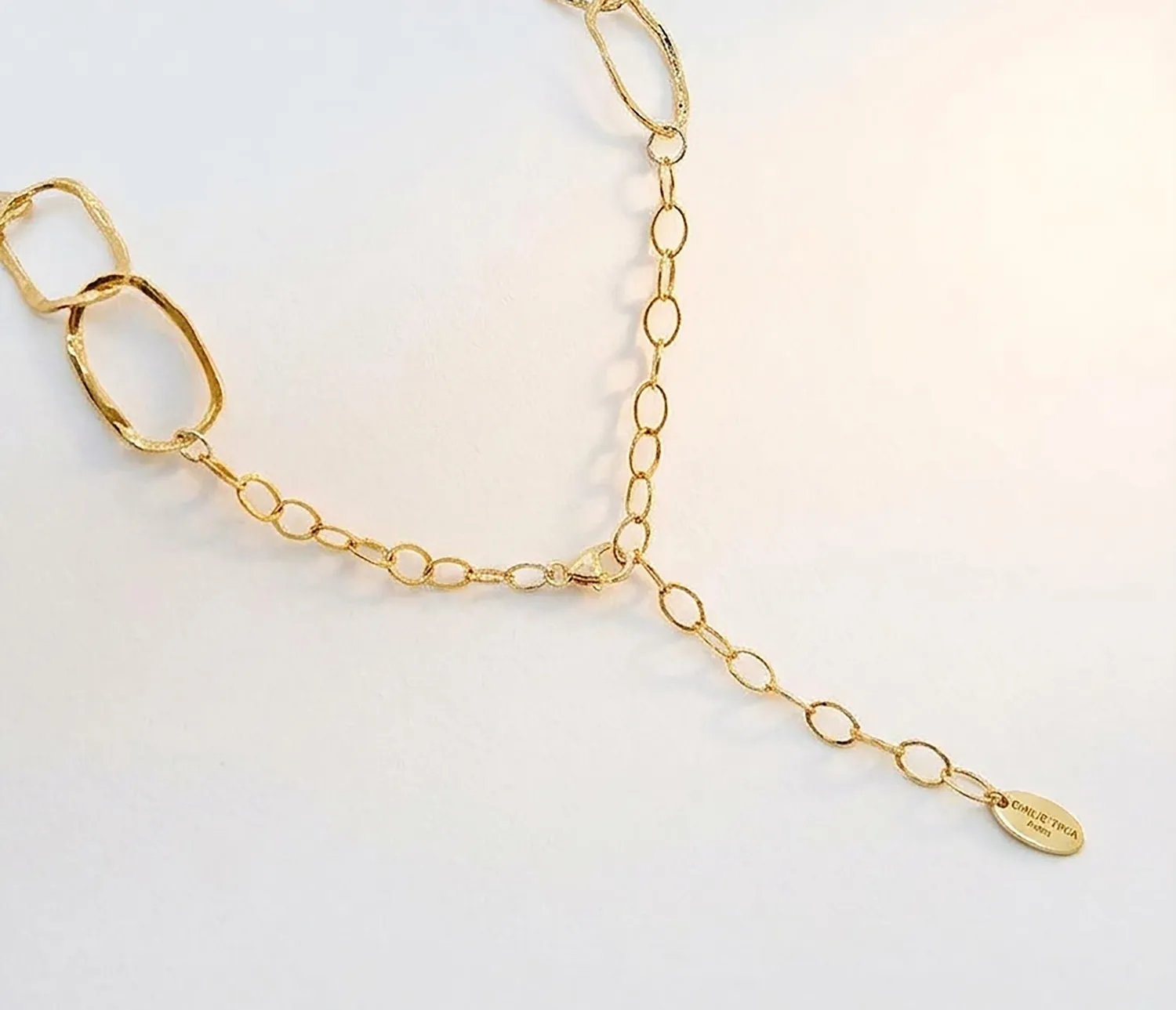 Elise Tsikis Epure collier Pia mailles or jaune 36 cm