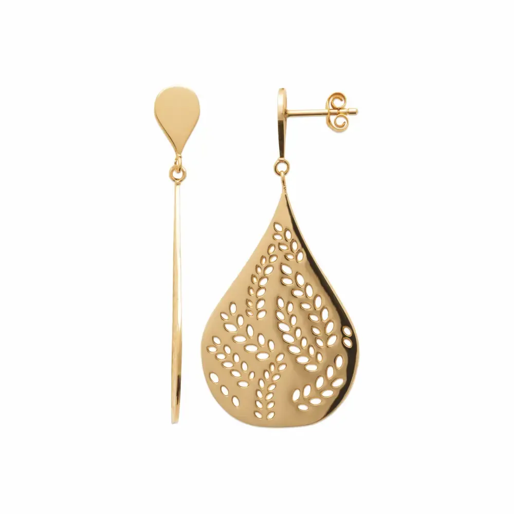 Oriana France boucles pendantes grande goutte plaqué or