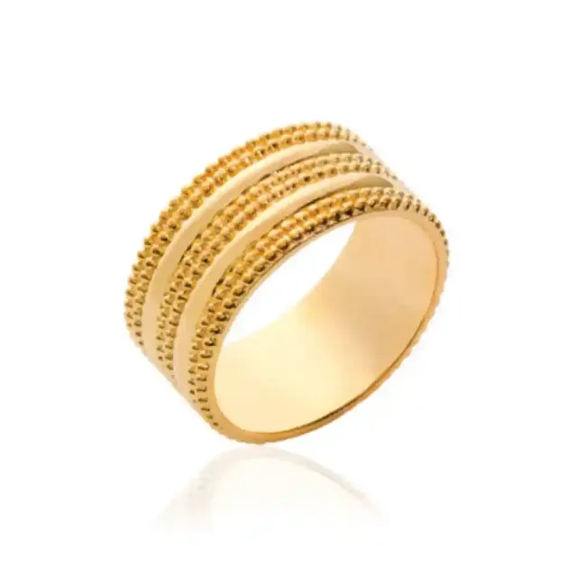 Oriana France tube perlée bague plaqué or classique