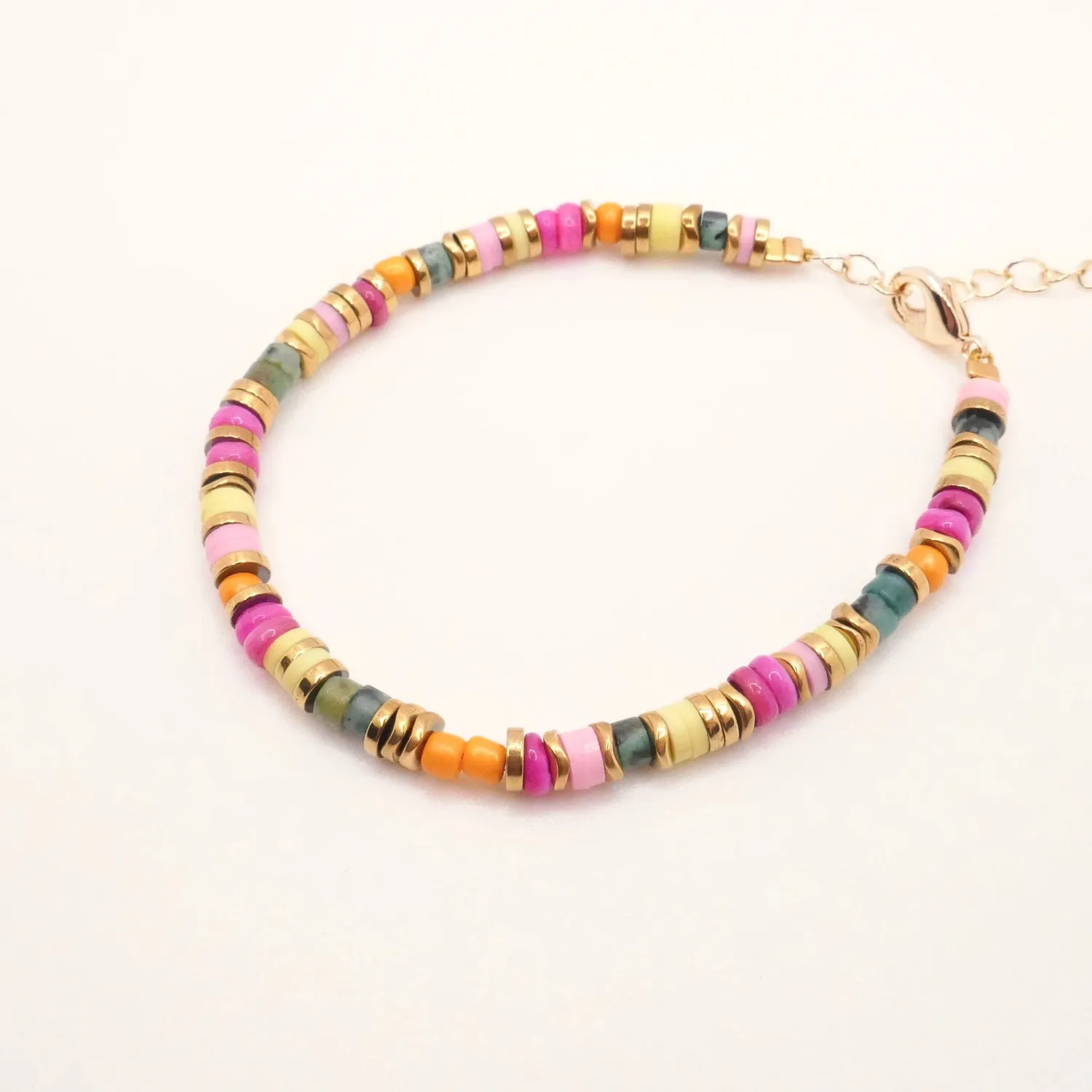 Cloralys Lison bracelet heishi 15 cm rose fuchsia