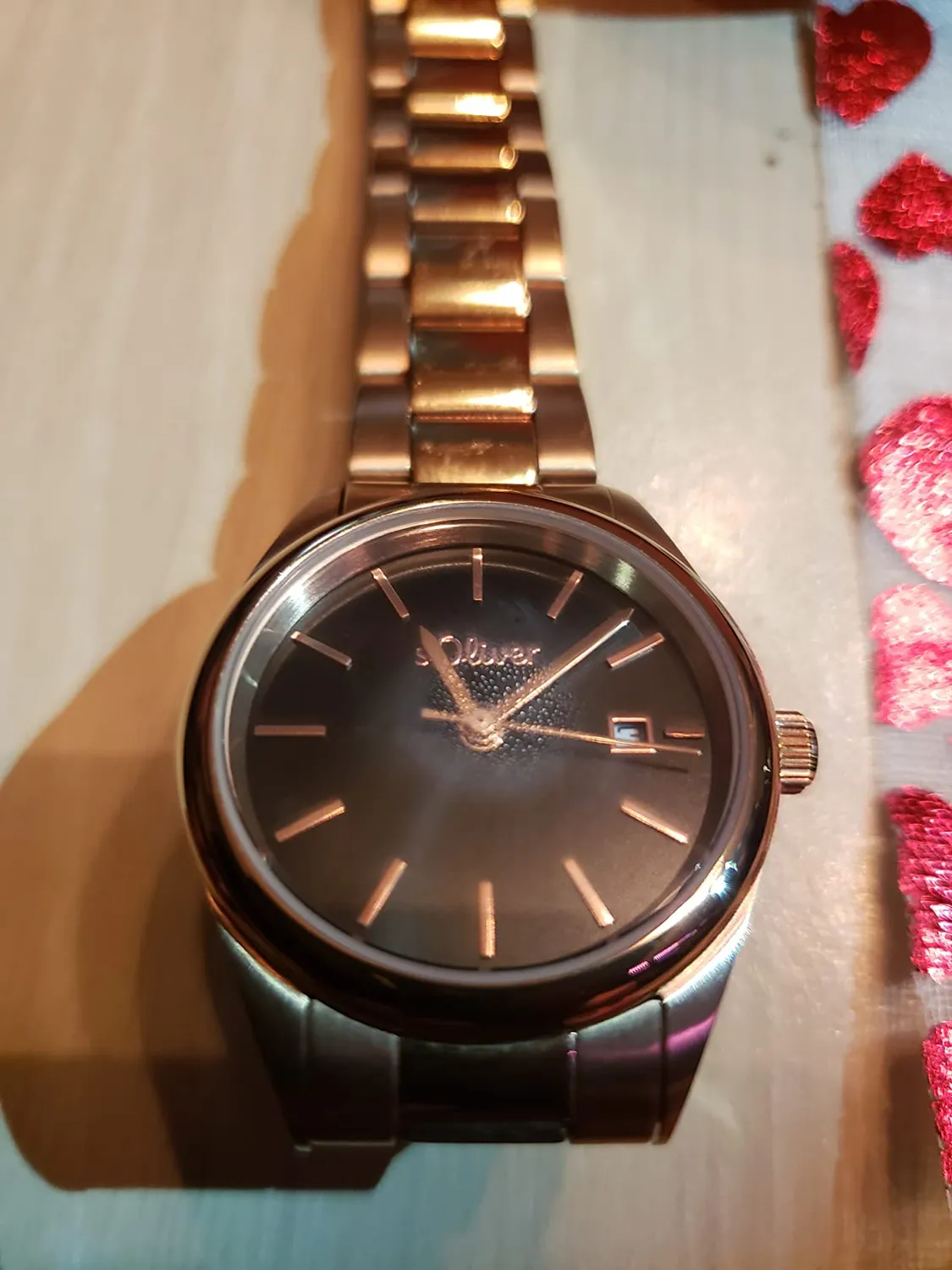 s.Oliver montre femme acier rosé cadran noir