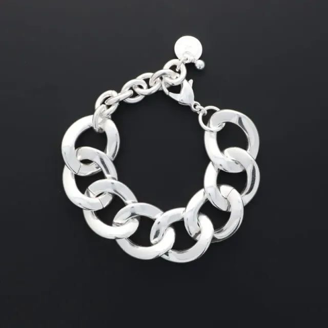 Secret de Cuir N°1538 bracelet gourmette XL argenté