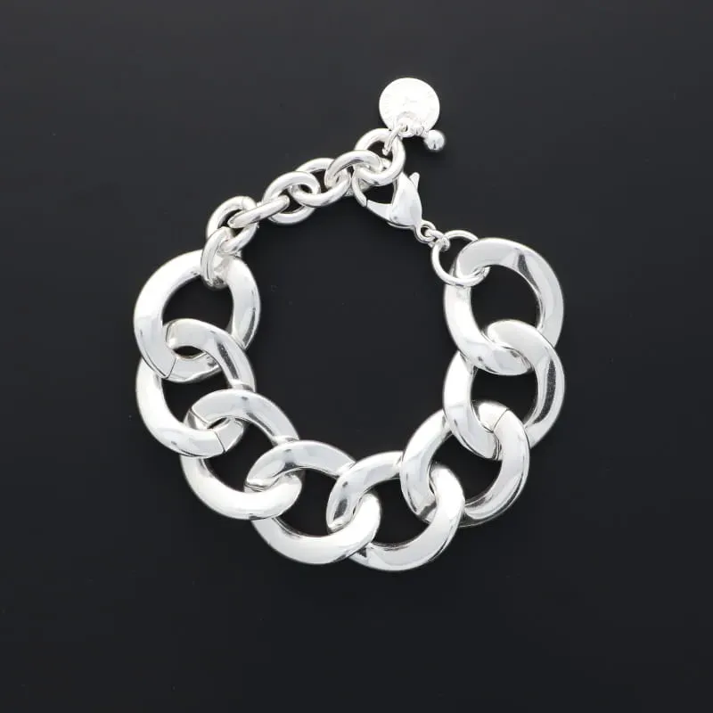 Secret de Cuir N°1538 bracelet gourmette XL argenté