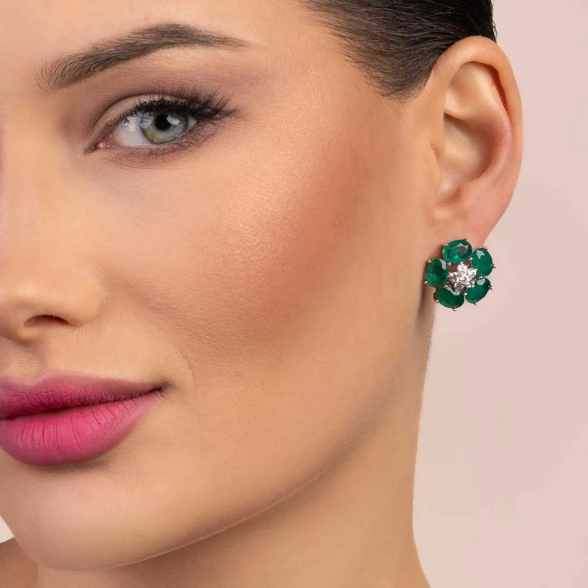 Ultima Edizione Fiore boucles d'oreilles fleur émeraude