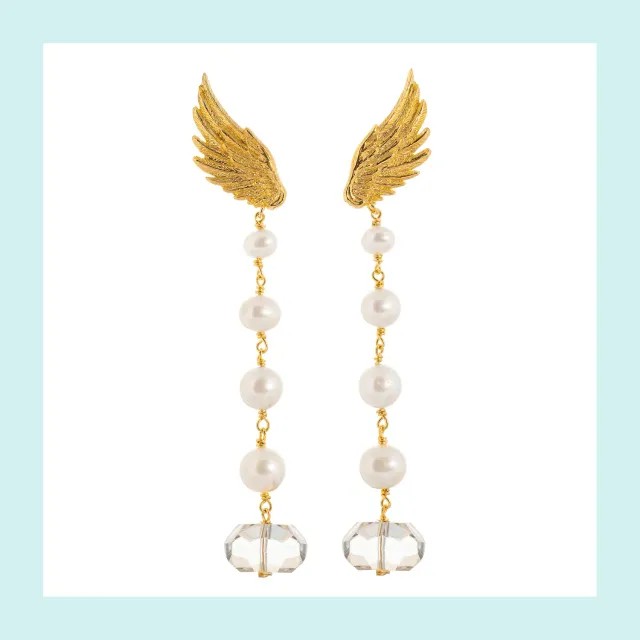 Lorella Tamberi Canal Artemis Wing boucles pendantes perles doré
