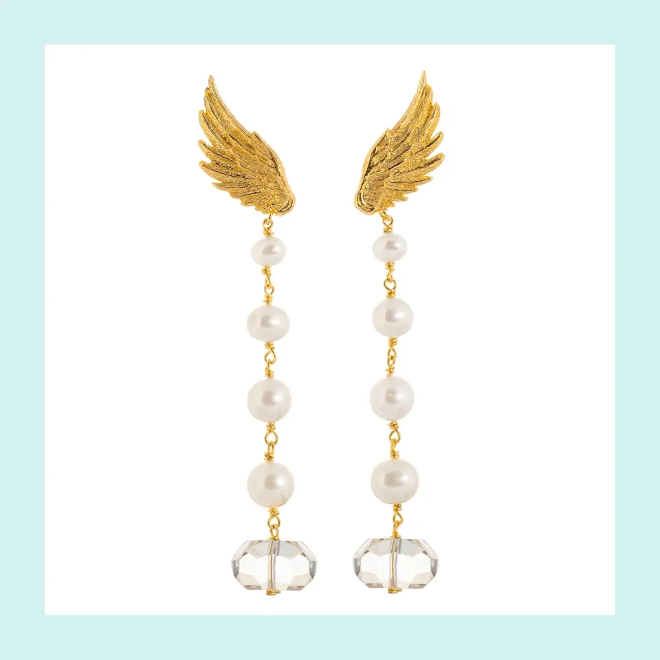 Lorella Tamberi Canal Artemis Wing boucles pendantes perles doré