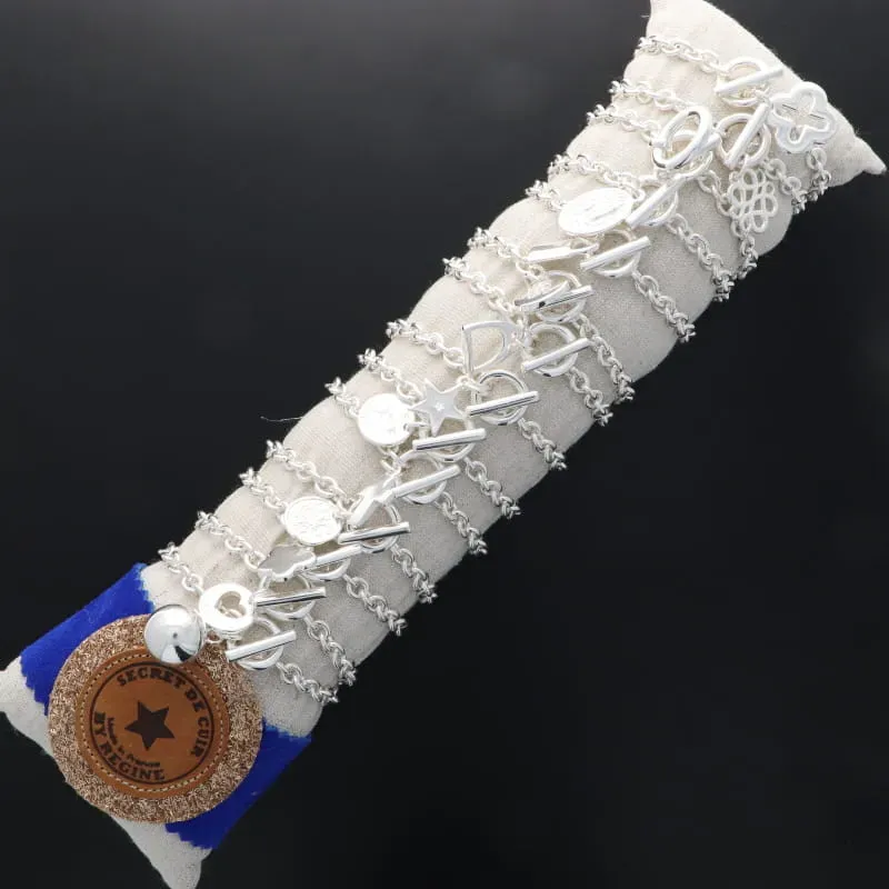 Secret de Cuir N°1416 pack 14 bracelets chaîne argent