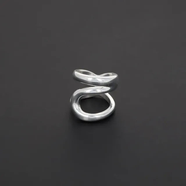 Secret de Cuir N°1403 bague courbes plaqué argent