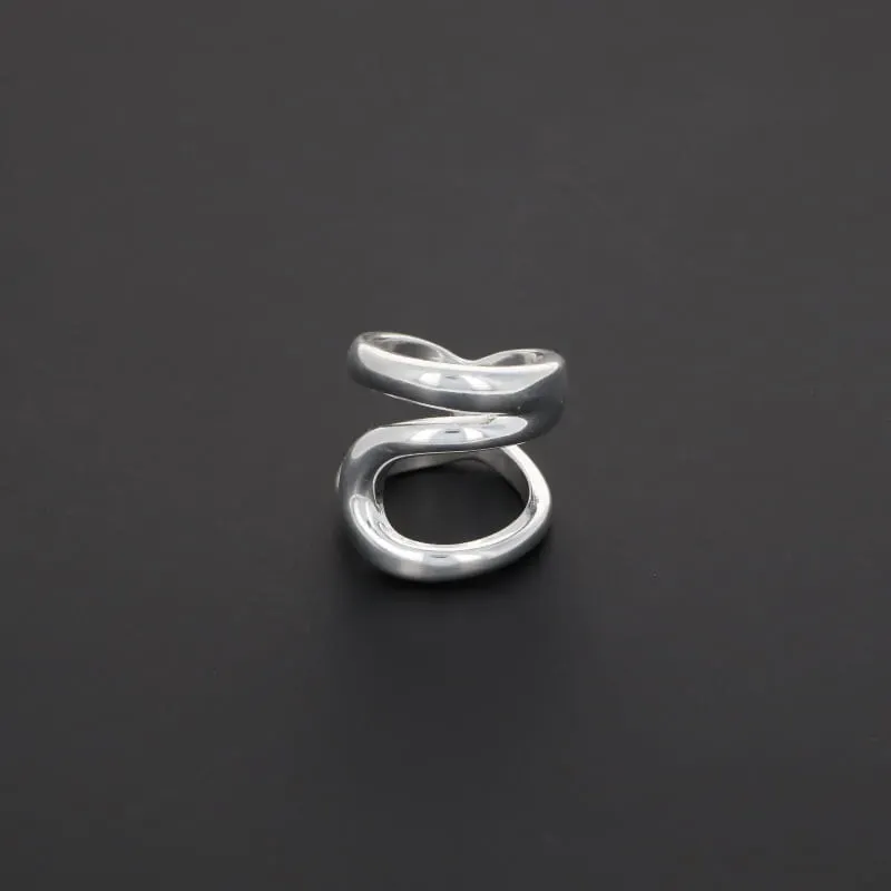 Secret de Cuir N°1403 bague courbes plaqué argent
