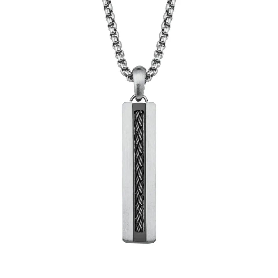 s.Oliver 2027423 collier homme acier noir 50+3 cm