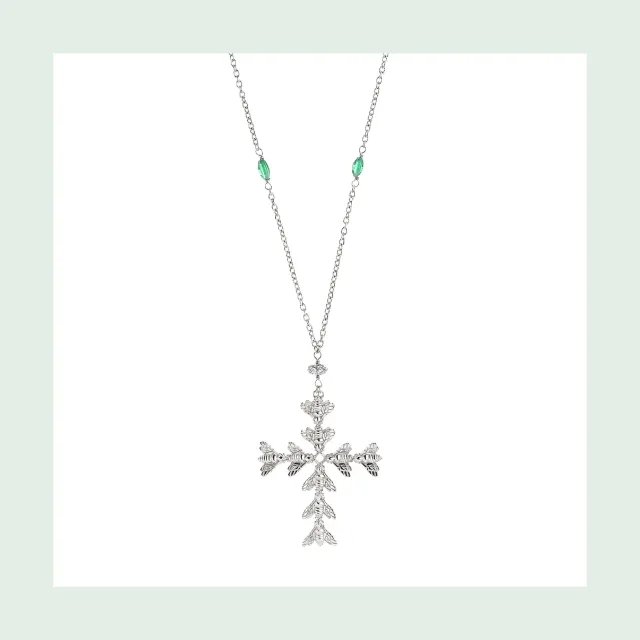 Lorella Tamberi Canal Bee Queen Bee Cross collier zircons verts