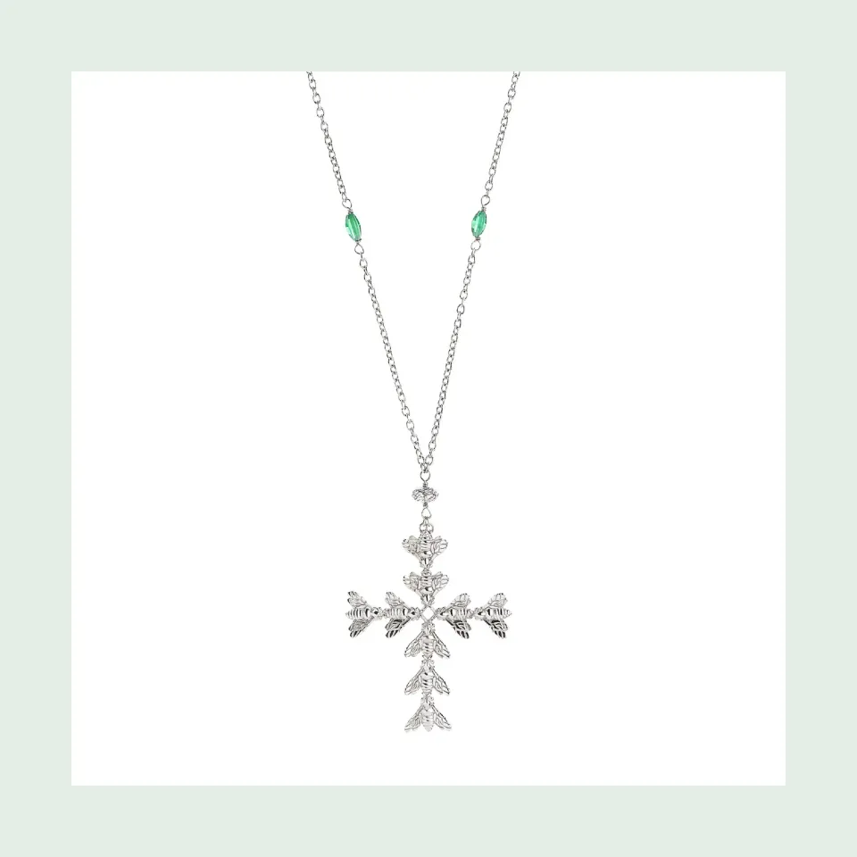 Lorella Tamberi Canal Bee Queen Bee Cross collier zircons verts