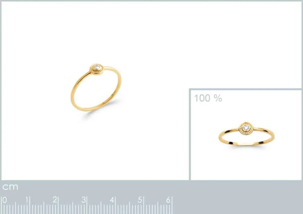Oriana France Solitaire bague plaqué or zircon blanc