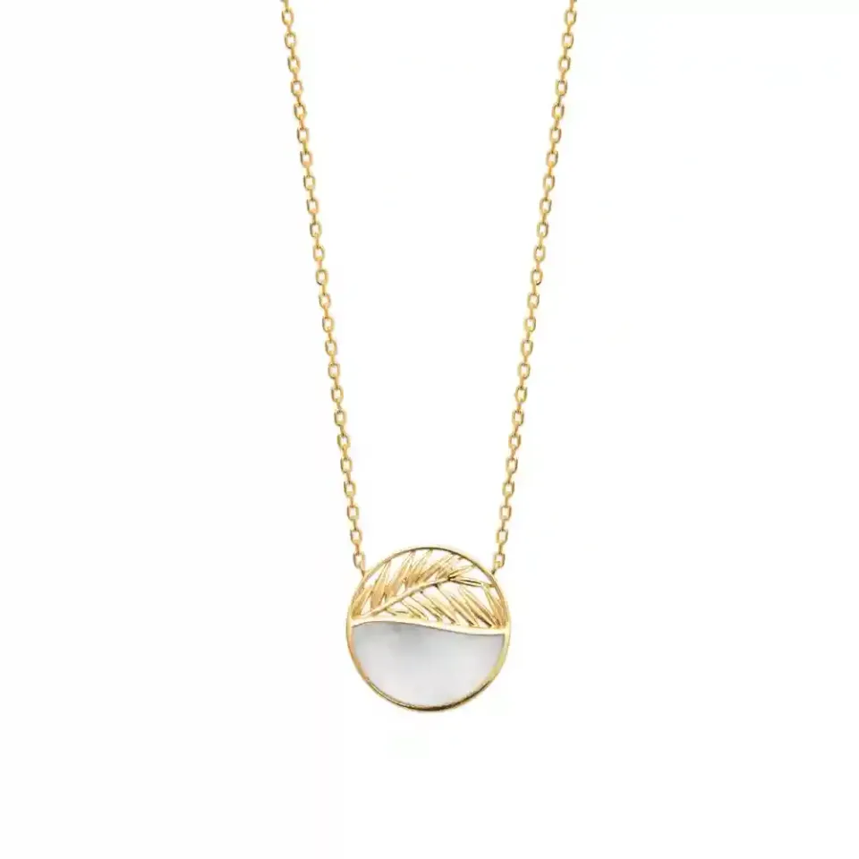 Oriana France collier palmier nacre plaqué or 18 carats