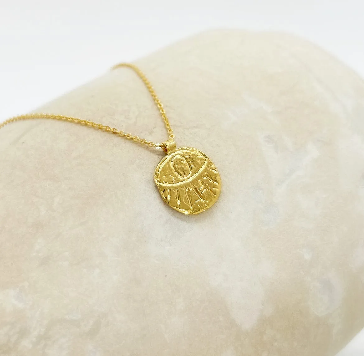 Elise Tsikis Drama collier or jaune 55 cm œil