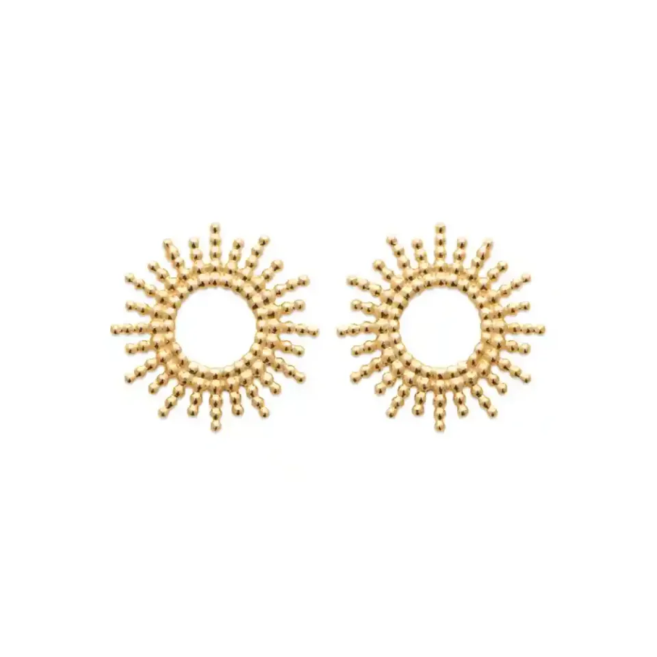 Oriana France soleil ajouré clous oreilles plaqué or 18 carats