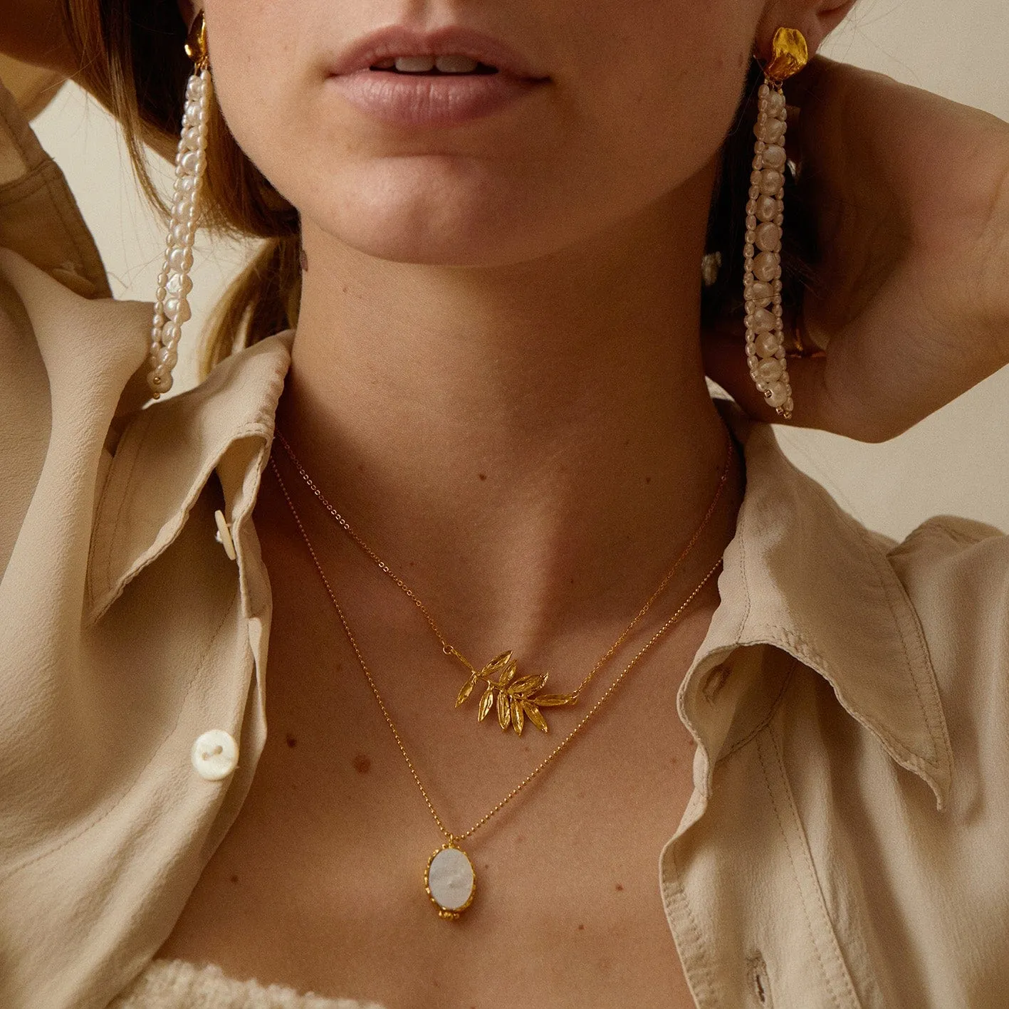 Elise Tsikis Despina collier perlé turquoise doré