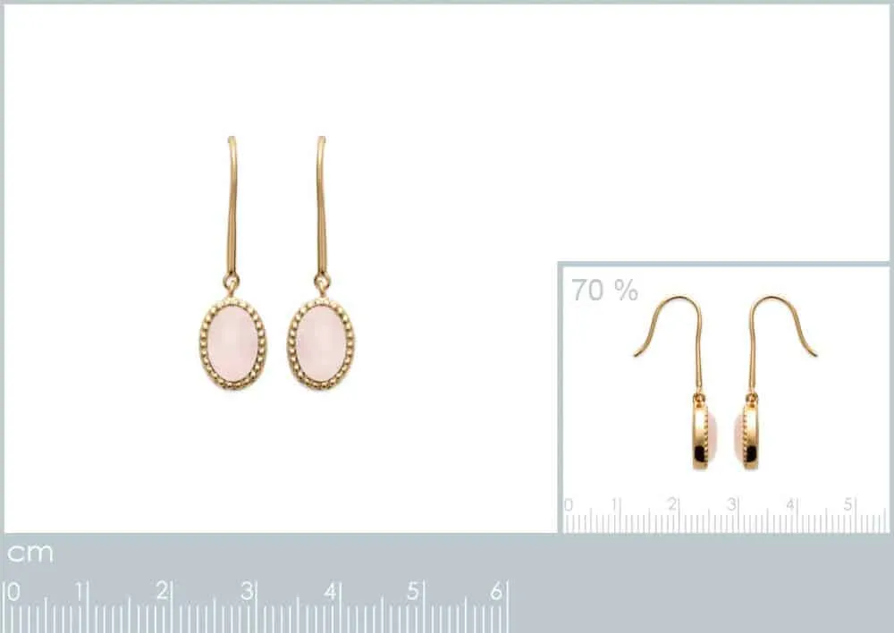 Oriana France Quartz Rose boucles oreilles plaqué or