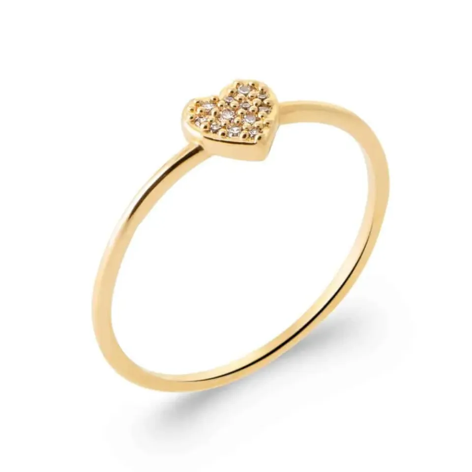Oriana France bague fine cœur plaqué or cristaux