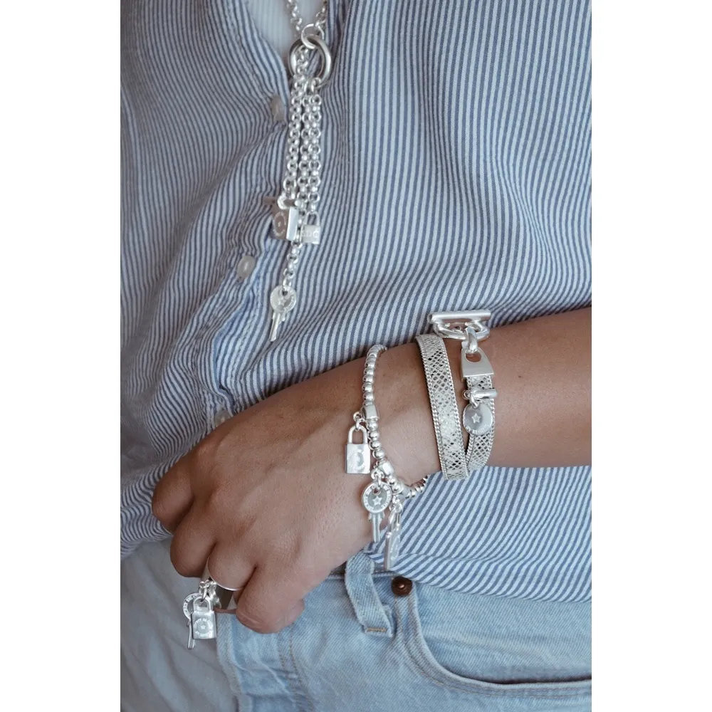 Secret de Cuir N°50 bracelet serpent blanc cuir S M L