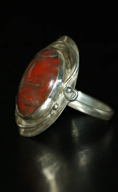 L'Atelier Kozenga Jaspe rouge bague argent 950 taille 50