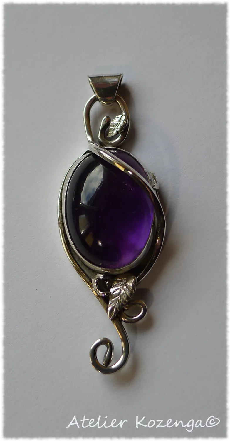 L'Atelier Kozenga Améthyste parure argent pendentif boucles