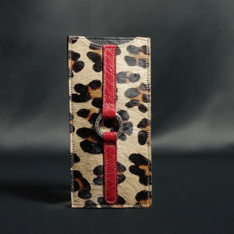 Secret de Cuir bouée leo GM étui cuir léopard 9x19cm