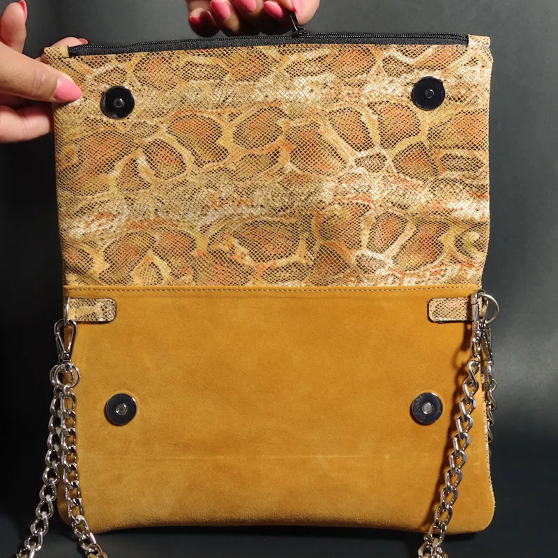 Secret de Cuir pochette orange serpent cuir