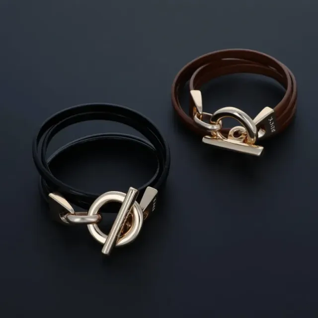 Secret de Cuir N°659 bracelet steph cuir doré double