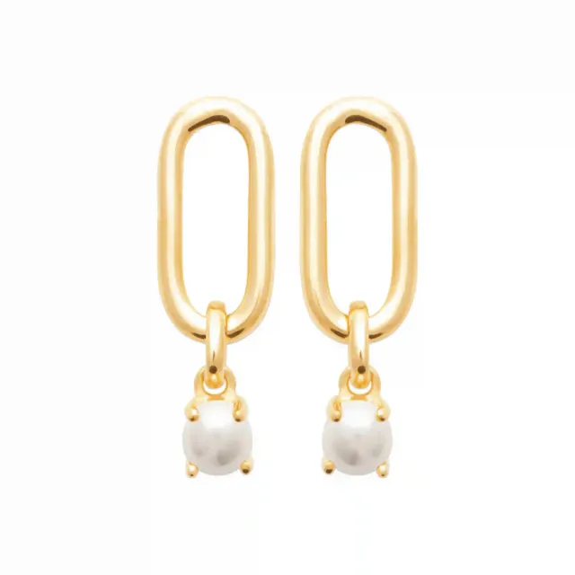 Oriana France boucles perle de culture plaqué or pendantes