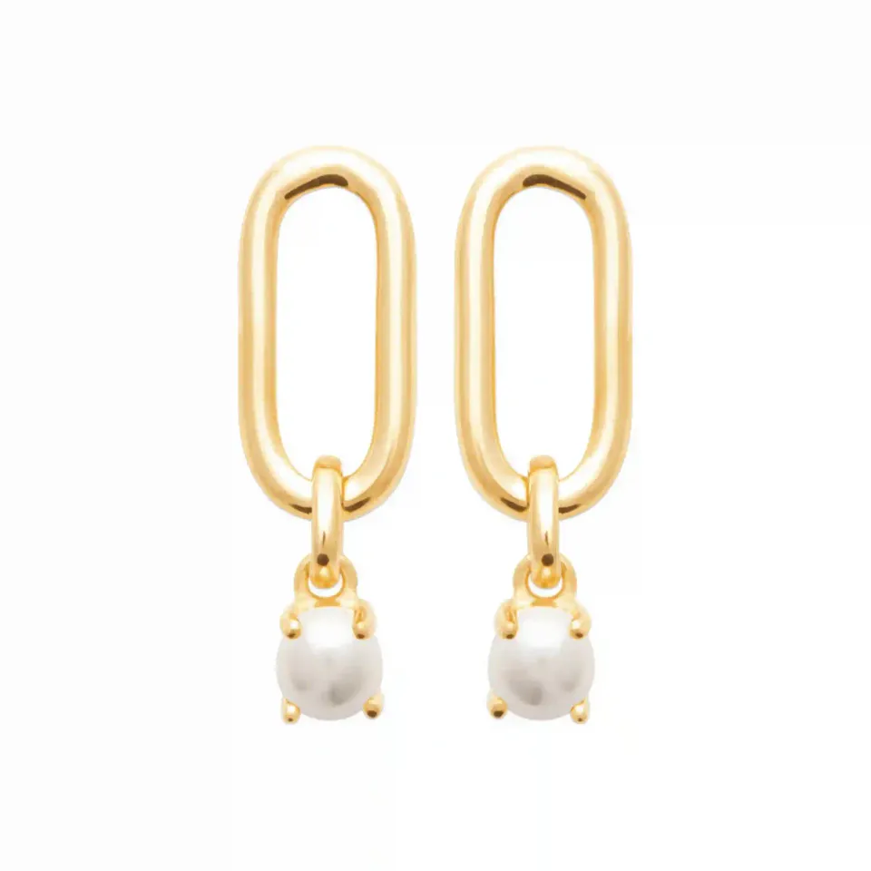 Oriana France boucles perle de culture plaqué or pendantes